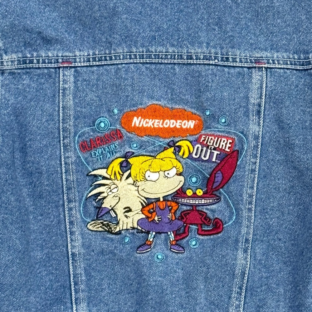 Vintage Nickelodeon Kids Denim Jacket Rugrats Real Monsters Angry Beavers Blue 6